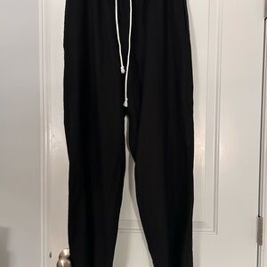 Aeropostale Black Linen Blend Pants with White Drawstring
